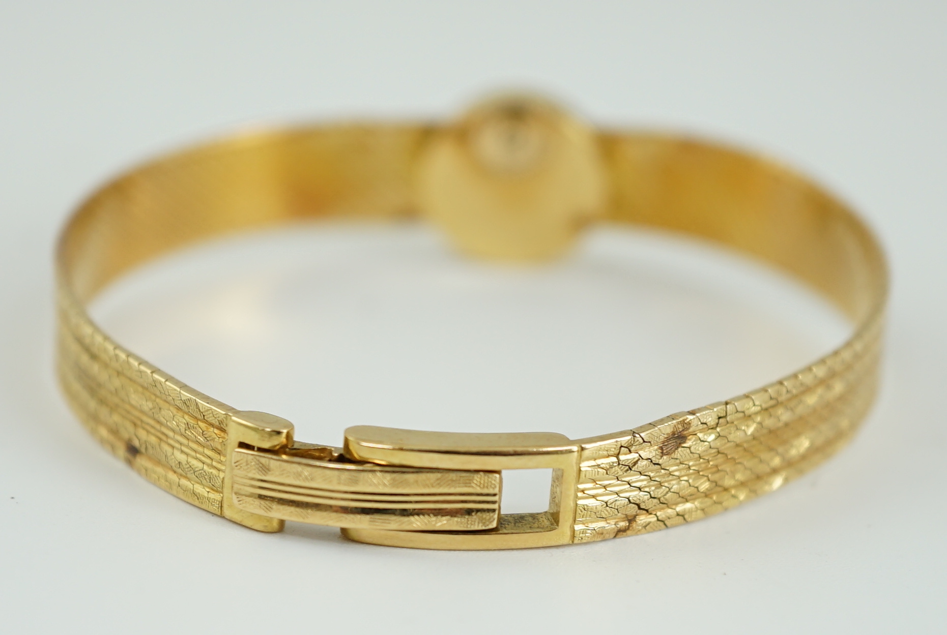A lady's 18ct gold Jaeger LeCoultre manual wind wrist watch